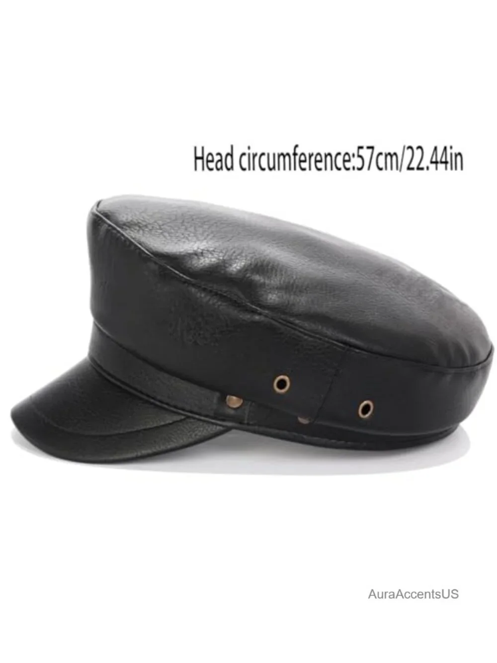 PU Leather Newsboy Cap Adjustable Faux Leather Hat Women Biker Baker Boy